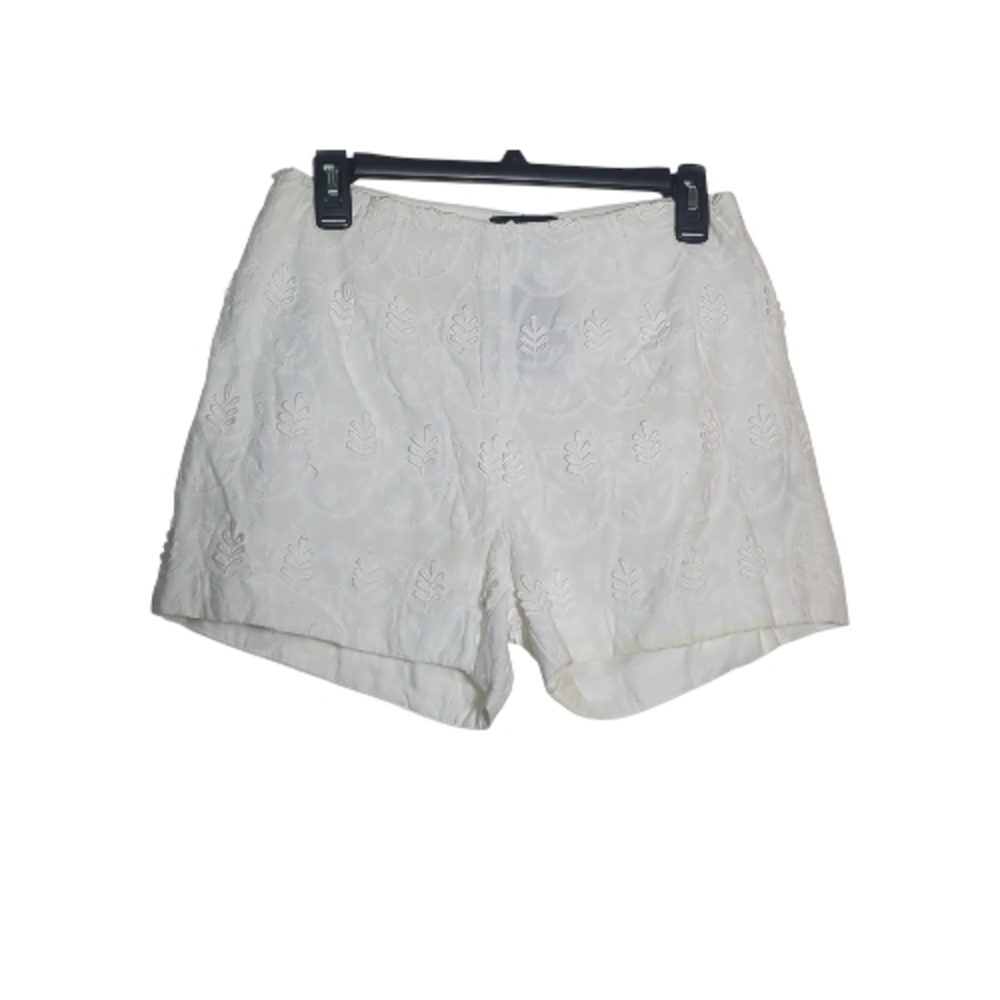 Little Joe Woman Small High-Waist White Embroidered Shorts Boho Luxe Edgy Chic